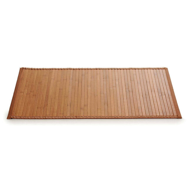 Badkamer vloermat anti-slip bamboe 50 x 80 cm met lichtbruine rand - Badmatjes