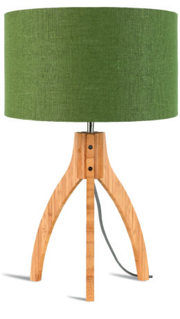 Good&Mojo Tafellamp 'Annapurna' Bamboe en Eco linnen, kleur Groen