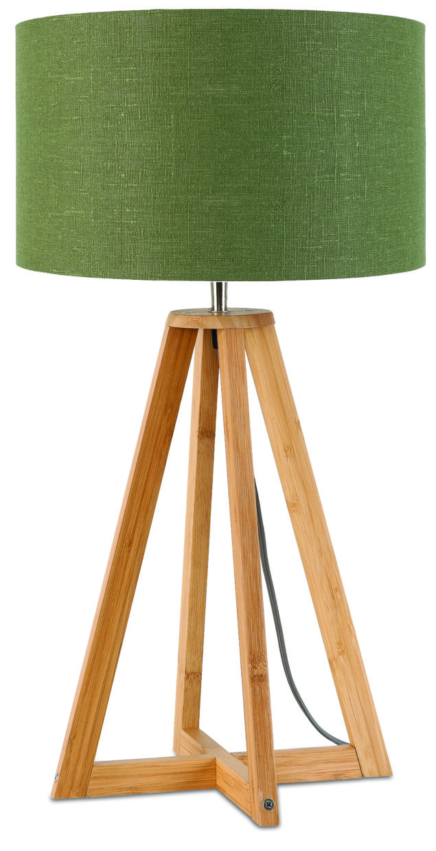 Good&Mojo Tafellamp 'Everest' Bamboe en Eco linnen, kleur Groen