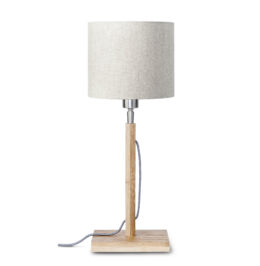 Good&Mojo Tafellamp 'Fuji' Bamboe en Eco linnen, kleur Beige