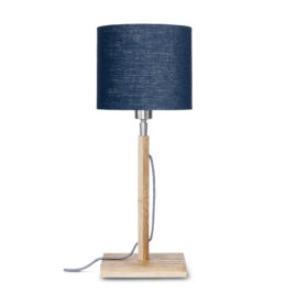 Good&Mojo Tafellamp 'Fuji' Bamboe en Eco linnen, kleur Denimblauw