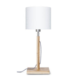 Good&Mojo Tafellamp 'Fuji' Bamboe en Eco linnen, kleur Wit