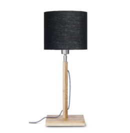 Good&Mojo Tafellamp 'Fuji' Bamboe en Eco linnen, kleur Zwart