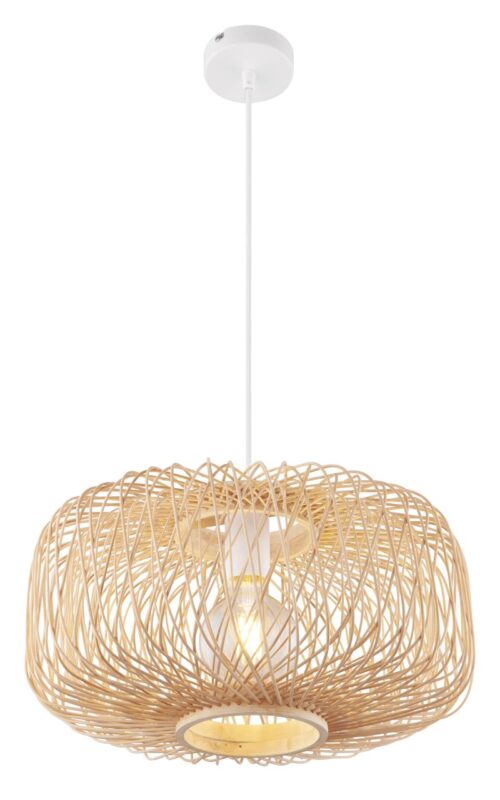 Bamboe hanglamp Lucia - Ø40 cm - Naturel / wit - Globo - Bamboebaas