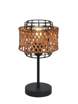 Bamboe tafellamp Gina - Ø17 cm - Naturel / zwart - Globo - Bamboebaas