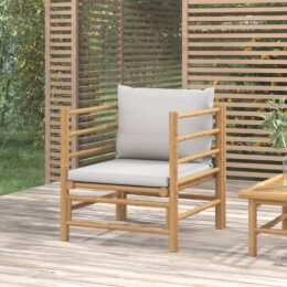 Bamboe loungeset - zelf samenstellen - horizontale spijlen - Fauteuil - Grijs