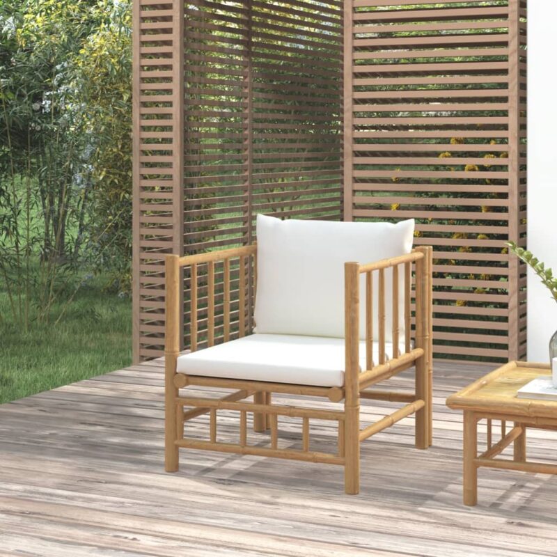 Bamboe loungeset - zelf samenstellen - verticale spijlen - vidaxl - Crème