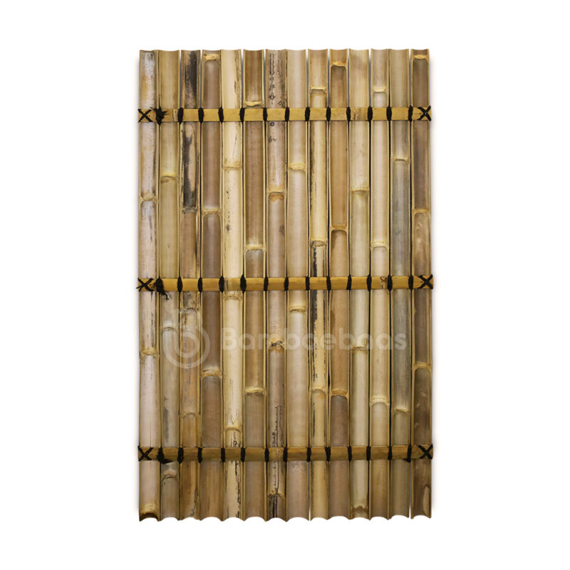 Bamboescherm halfrond - Donkerbruin - 90x150 cm - Achterkant