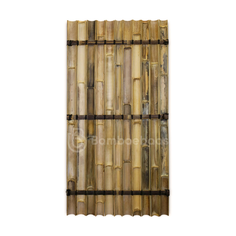 Bamboescherm halfrond - Donkerbruin - 90x180 cm - Achterkant